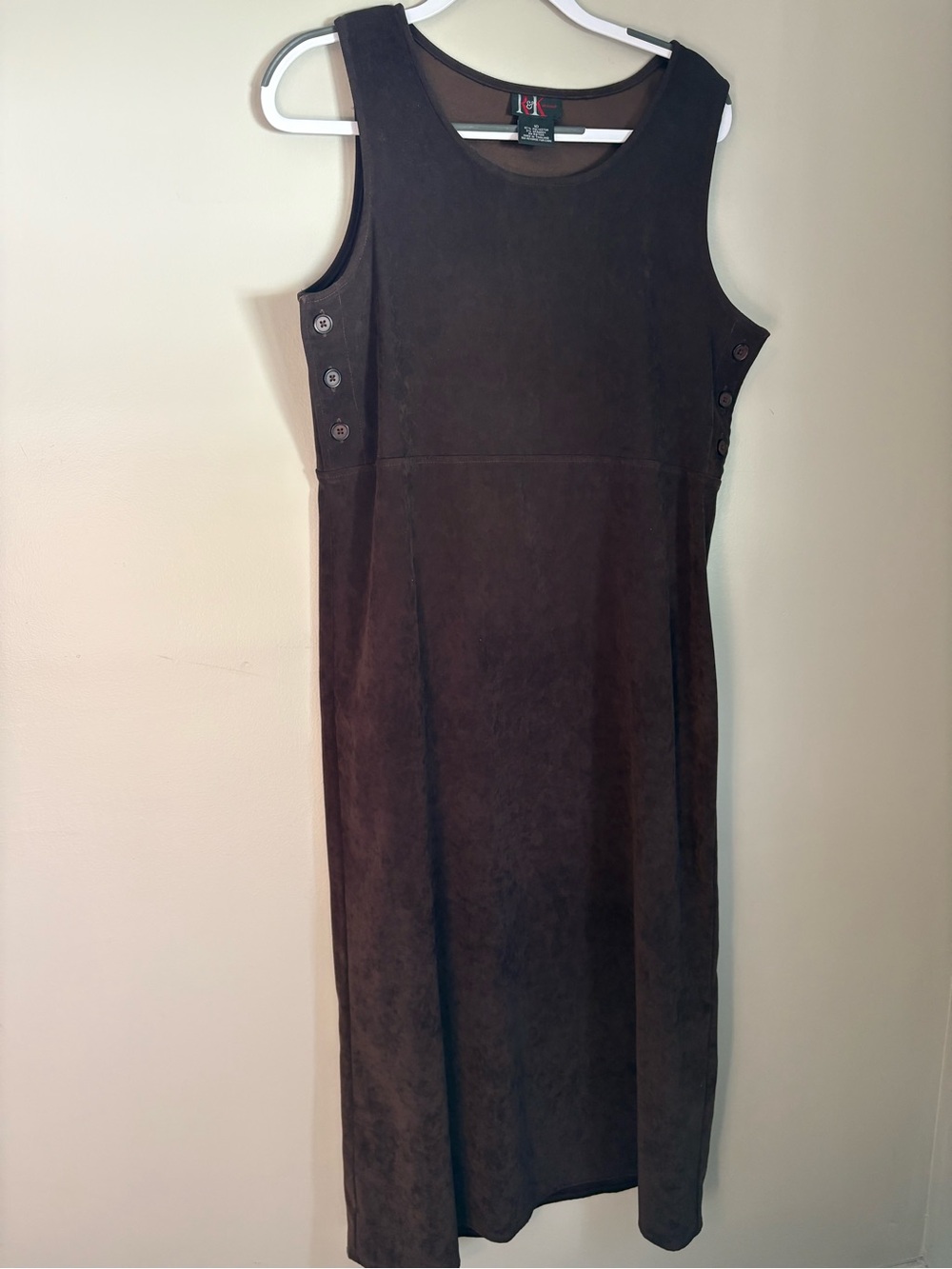 Vintage R&K Faux Suede Brown Maxi Jumper Retro Dark Academia Grunge Goth size 10